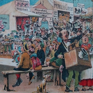 Foire du marché Gruss von der Messe de Leipzig Cirque ambulant Carte postale ; Timbre de zone d'occupation soviétique