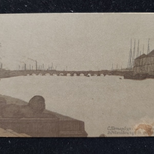 Vtg St Eugenia Society cartolina San Pietroburgo scenario arte urbana stampa primi anni del 1900 Cartolina dell'Impero russo Architettura del fiume Neva Pietroburgo