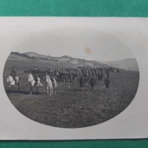 Corps expéditionnaire russe en France, Algerian Russian French soldiers on march, North Africa military action postcard, Medea Algeria