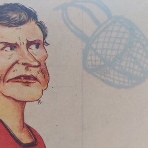 1920 年代初期の軽いユーモアのポストカード、漫画のレトロなポストカード、ヴィンテージの似顔絵の女性、カラーのポストカード、女性蔑視のプリント