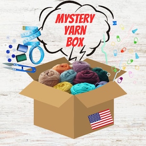 Mystery yarn box includes tools, Surprise yarn bag, Crochet yarn Knitting yarn, Art holiday gift box, Easter DIY gift for crocheter/knitter