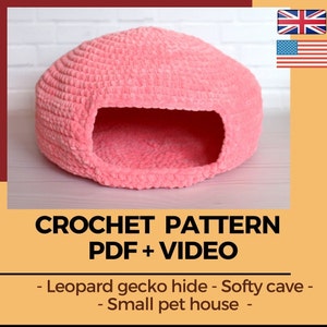 Bearded dragon hide crochet pattern, PDF file, video tutorial reptile house, Soft bed for pets, Lizard house, Reptile tank, Terrarium decor
