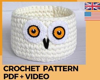 Crochet Owl Basket Pattern: Home Organizer (PDF+Video Tutorial)