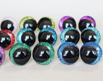 14mm Glitter Toy Eyes: Funny Off-Centered Doll Eyes for Amigurumi (10pc/5pair)
