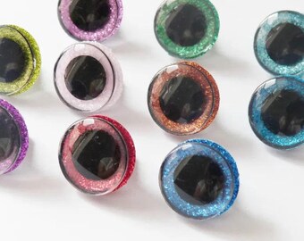 Ojos de seguridad con purpurina de 30 mm: ojos de juguete de plástico con arandelas - 5 pares