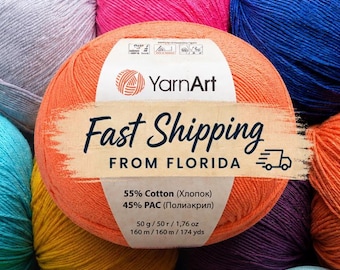 Yarnart Yarn for Amigurumi, 4 Ply Sport Weight Soft Knitting Crochet, 55 Cotton 45 Acrylic Yarn Macrame DIY