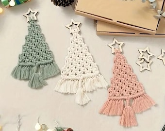3pcs/set Macrame Christmas Tree DIY Kit, Christmas Gift Knitting Craft Kit Is Suitable For Beginners Perfect Gift For Friends And Family