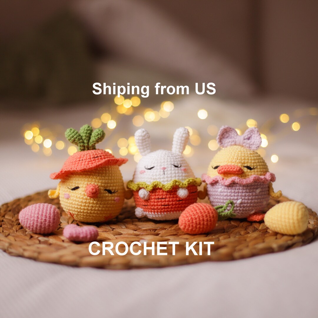 Crochet Kit Combo 3in1 Duck, Bunny, Chicken Crochet Pattern+yarn+ Tools ...