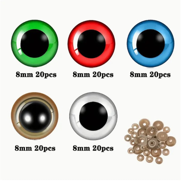 100pcs/box 5 Colors Animal Safety Eyes Plastic, 8*10*12mm Safety Eyes set Craft Crochet Eyes,Suitable DIY Puppet,Bear,Toy Dollmaking Supplie