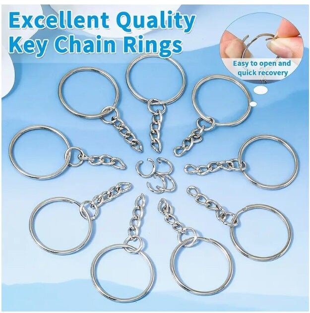 50 Pezzi Hardware Per Portachiavi E Bracciali Fai Da Te – Clip E Anelli In Metallo Argento