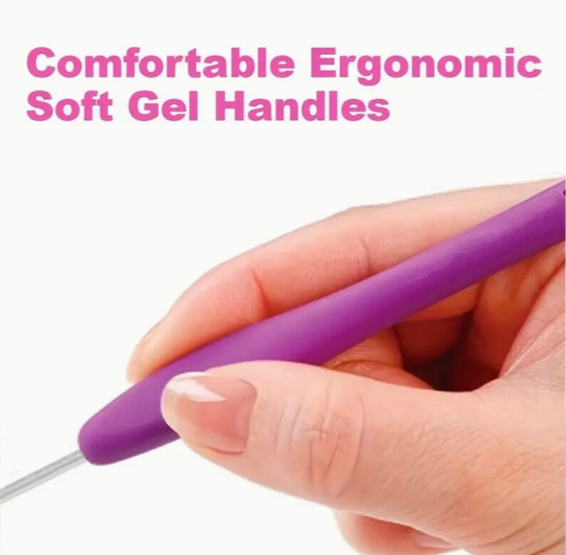 Ergonomic Crochet Hooks Set: Aluminum Colorful Soft Grip Handles image 2