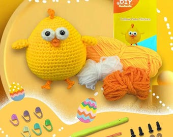 Crochet Kit Beginner: Yellow Chicken Amigurumi with Video Tutorial