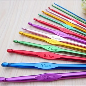 1Pc or 14Pcs Aluminum Crochet Hook Multicolor, Crochet Hooks Set, 14 sizes 2mm to 10mm ColorMetal Crochet Hooks for Crocheting Amigurumi USA