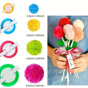 4 teile / satz Kunststoff Pompom Maker Runde, DIY Nähwerkzeuge, Pompon Flaumball, Weber Set, Geeignet für Handwerk, Strickwerkzeug zufällige Farbe geschenk Bild 2