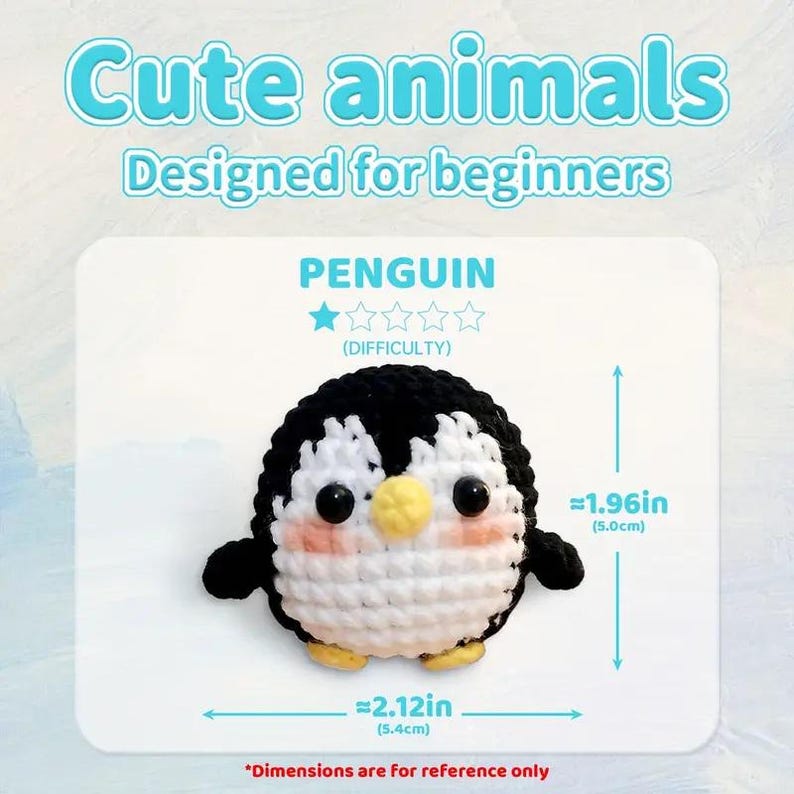 Penguin Crochet Kit, Beginner Yarn Kit with Video Tutorial image 3