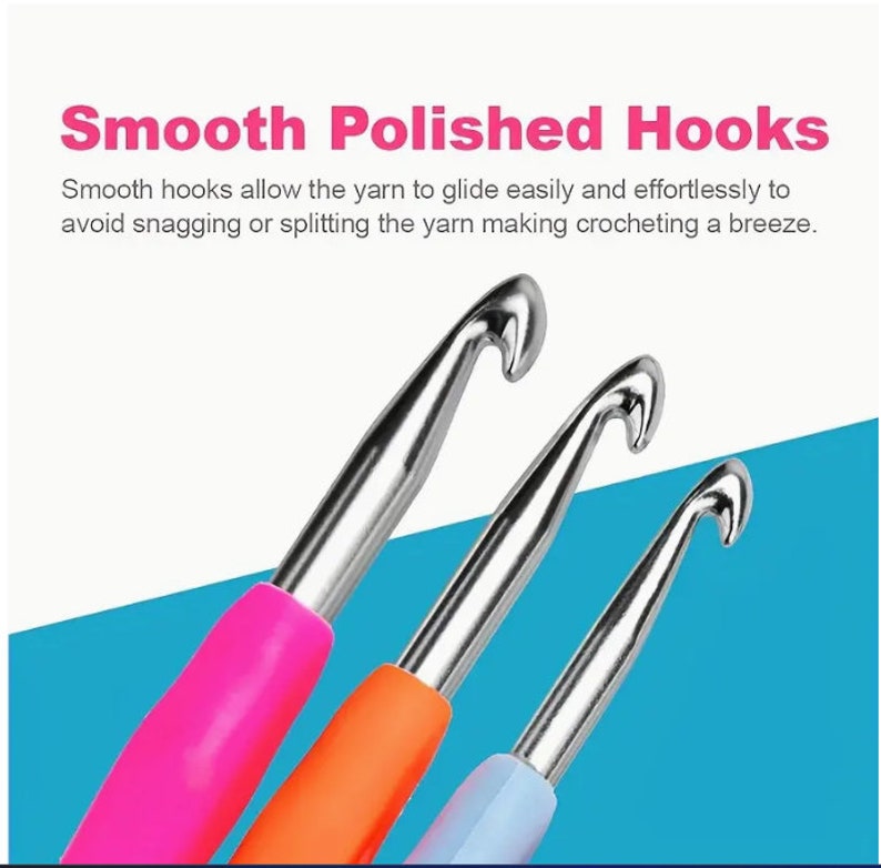 Ergonomic Crochet Hooks Set: Aluminum Colorful Soft Grip Handles image 5