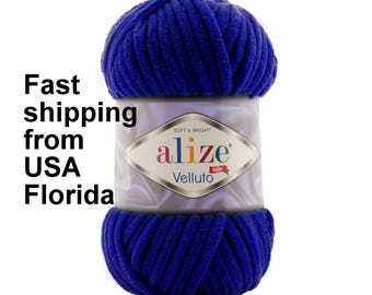 Alize Velluto, Soft Yarn, Fluffy Yarn, Baby blanket Yarn, Baby Knitting Yarn, Velvet crochet yarn, Ship from US, Chenille 3.53 oz - 74.3 yds