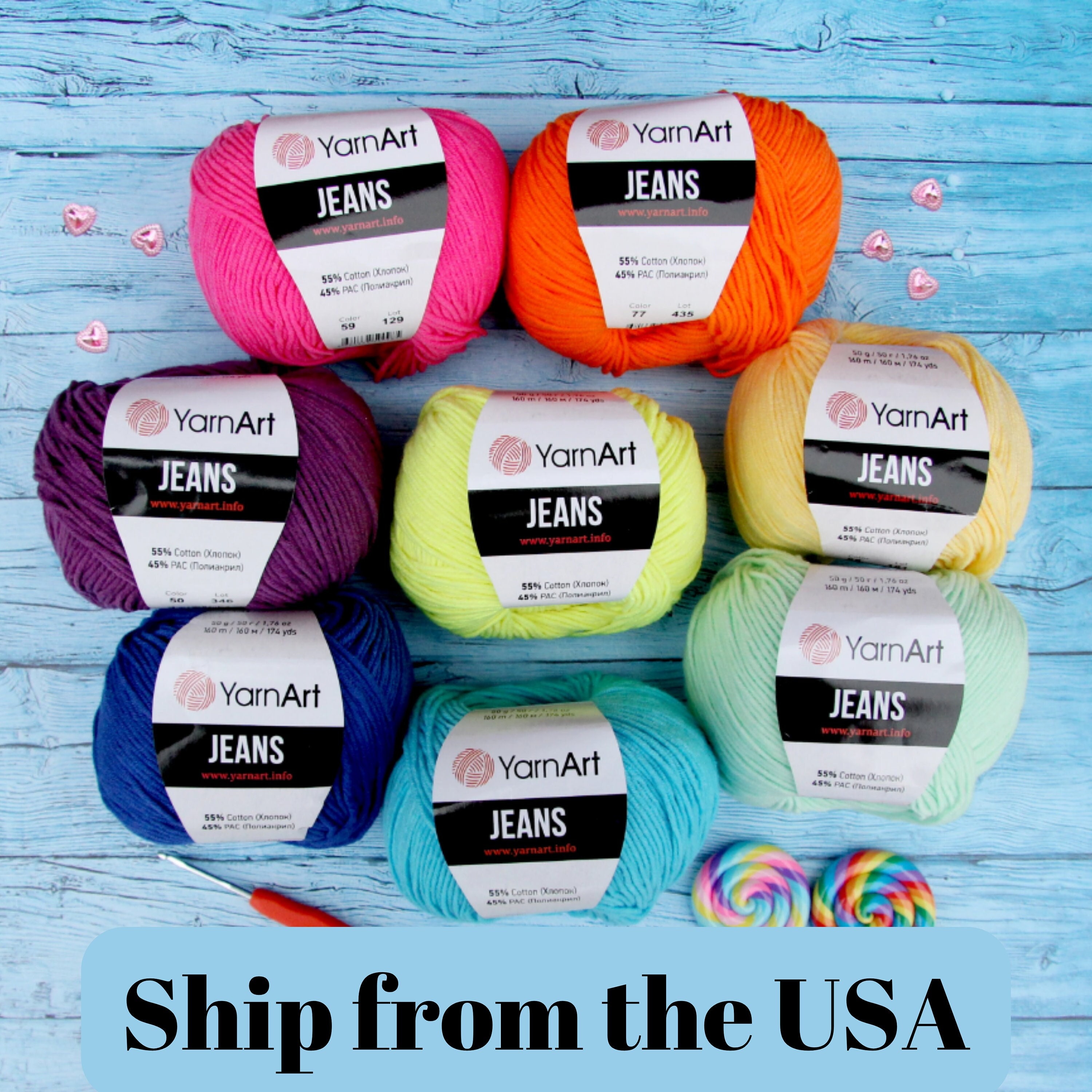Yarnart Jeans,50g Cotton Yarn,knitting Yarn, Crochet , Soft Yarn, Baby  Yarns, Jeans Yarn, Amigurumi, Amigurumi Cotton 