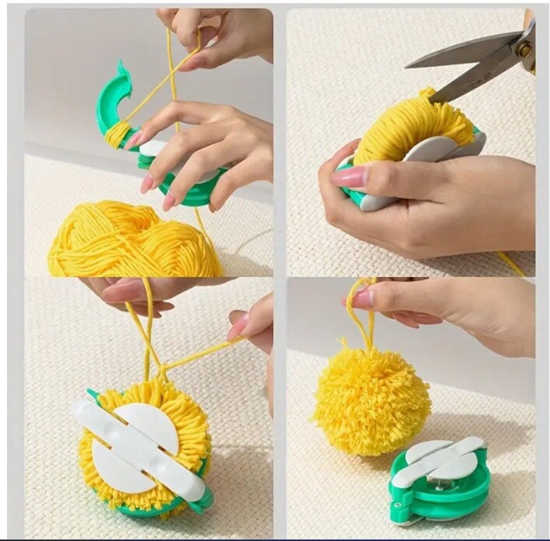 4 teile / satz Kunststoff Pompom Maker Runde, DIY Nähwerkzeuge, Pompon Flaumball, Weber Set, Geeignet für Handwerk, Strickwerkzeug zufällige Farbe geschenk Bild 3