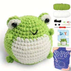 Kit per principianti all&#39;uncinetto: adorabile set fai da te con rana verde