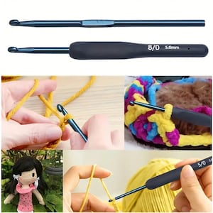 Blue Crochet Hook Set: Ergonomic Soft Grip, Aluminum Needles image 6