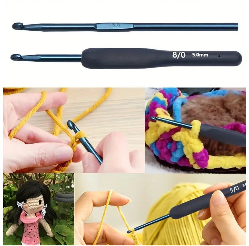 Blue Crochet Hook Set: Ergonomic Soft Grip, Aluminum Needles image 6