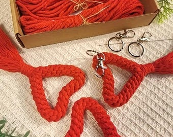 3pcs Love Heart Keychain DIY Crochet Kit: Valentine's Day Craft