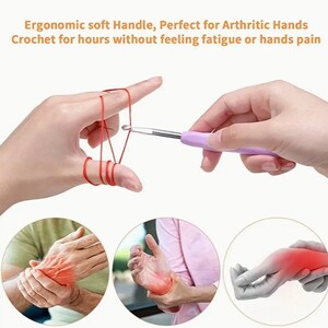 Ergonomic Crochet Hooks Set: Aluminum Colorful Soft Grip Handles image 7