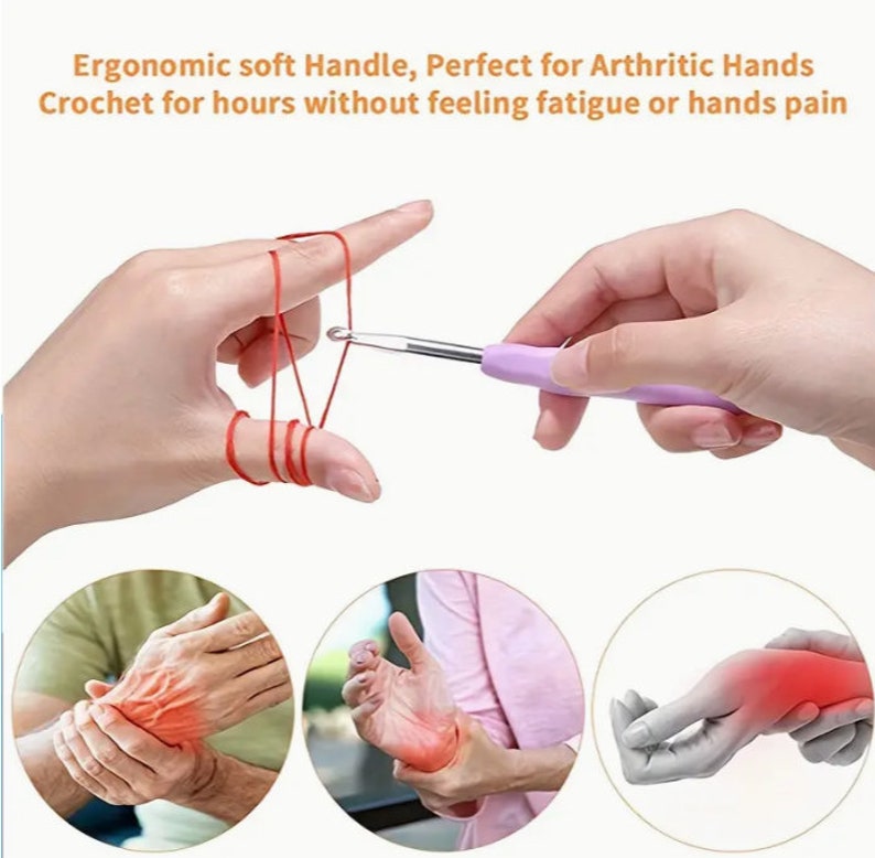 Ergonomic Crochet Hooks Set: Aluminum Colorful Soft Grip Handles image 7