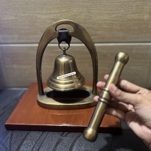 Personalized Table \Desk  Bell – Custom Brass Bell with Hammer – Nautical Gift, Home Decor  Gift for Special Occasions