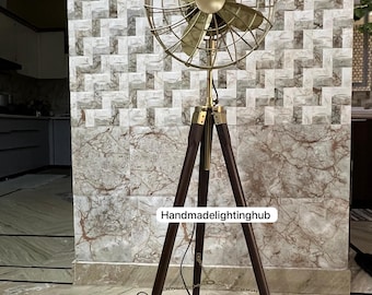 Handmade Nautical Wooden Tripod Floor Fan | Retro Home Decor