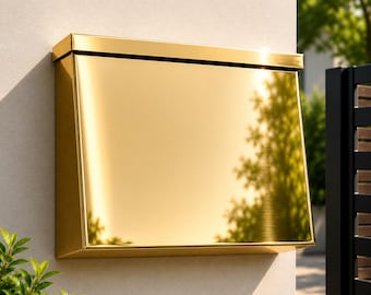 Buzón de pared de latón hecho a mano / Buzón de metal remachado / Soporte de correo industrial / Buzón rústico para exteriores
