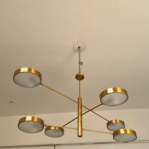 Modern LED Chandelier: 6-Arm Rotating Drum Shade Pendant Light