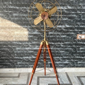 Modern Wooden Tripod Floor Fan: Adjustable Height 40 TO 56 Iinch