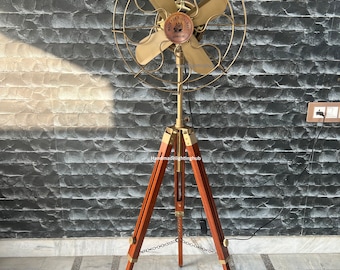 Modern Wooden Tripod Floor Fan: Adjustable Height