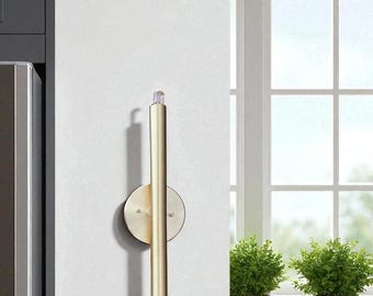 Mid-Century Modern Brass Wall Sconce: Tall Slim Design, Retro Home Lighting