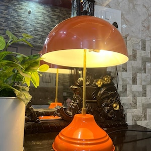 Mushroom Orange  Bedside Table Lamp Metal Industrial Lighting