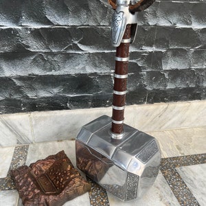 Thor Hammer Replica - Metal & Resin Mjolnir for Cosplay, Movie Props, or Unique Christmas Gift