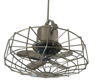 Ventilador de techo industrial: acabado marrón, altura ajustable