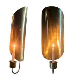 Moroccan Brass Wall Sconce: Gold Leaf Double Candle Holder