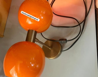 Mid-Century Orange Italian Double Stilnovo Sconce - Wall Sconce Lighting, Plug-In - Customizable Bathroom Vanity or Bedside Wall Light