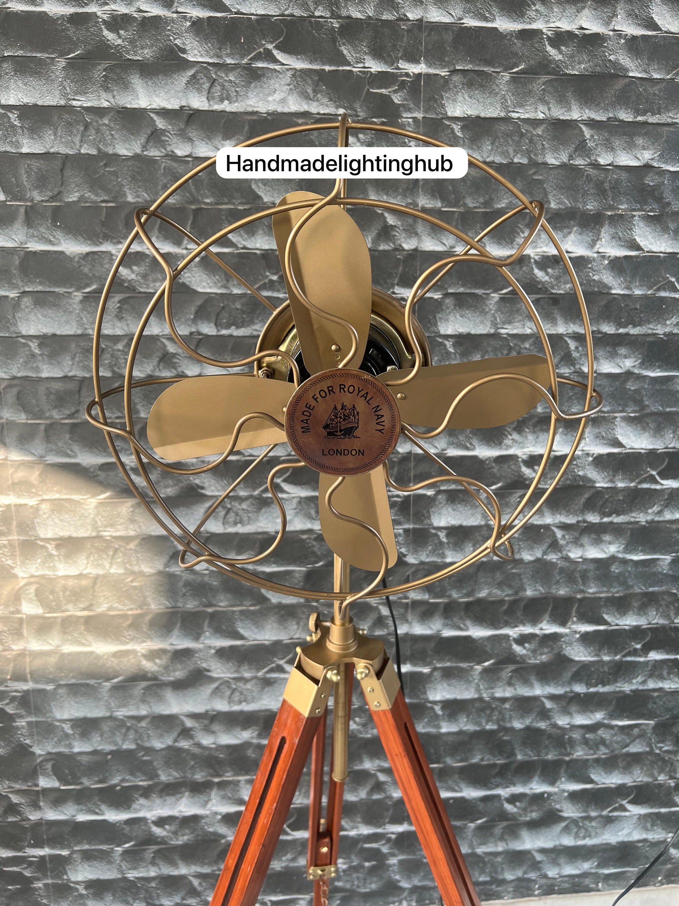 Deco Breeze Pedestal Fan Antique Telescope Nautical Decor Wooden Adjustable  Tripod Harbor Master Fan Brown Origin, image size:2250x3000