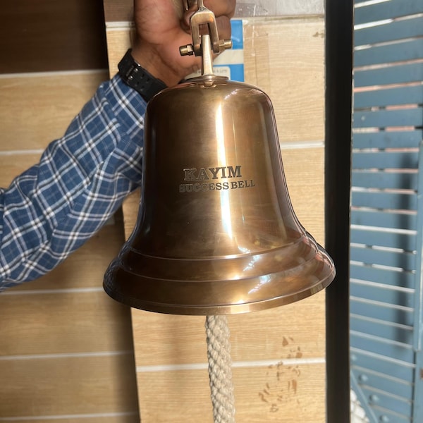 Personalized Brass Hanging Door Bell |Artisan Brass Bell |Handmade Home Accent| Distinctive Entryway Décor| Traditional Brass Door Chime