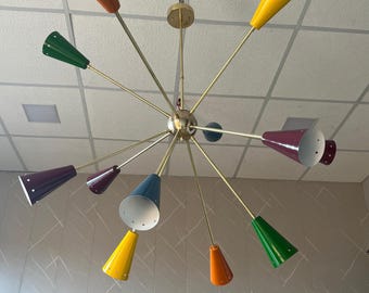 12-Light Multicolor Chandelier | Sputnik Boho Pendant Ceiling Light | Modern Eclectic Lighting Fixture