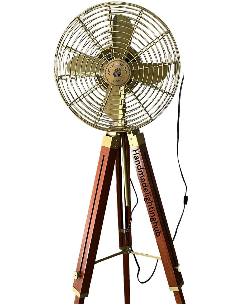 Handmade Wooden Tripod Floor Fan: Retro Brass Accent Home Decor - Etsy New  Zealand, image size:960x1280