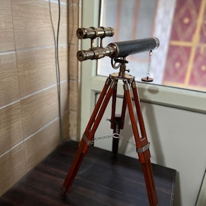 Brass Telescope with Tripod - Nautical Pirate Spyglass - Best Prism Optics - Unique Father and Brother Gift