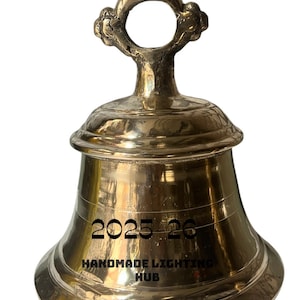 Brass Temple Bell - Heavy Resonant Sound Mandir Ghanta | Hanging Church Bell | Traditional & Personalized Religious Decor |Christmas Gift