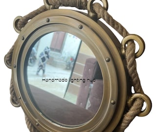 Nautical Porthole Mirror with Jute Rope: Coastal Wall Decor