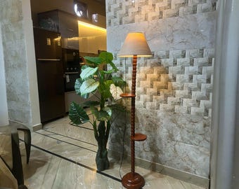Brown Antique Industrial Floor Lamp: Retro Home Decor (Shade Not Included)