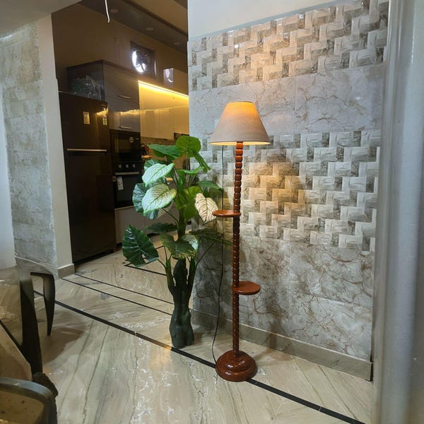 Brown finish Industrial Floor Lamp: Retro Home Decor (Shade Not Included)